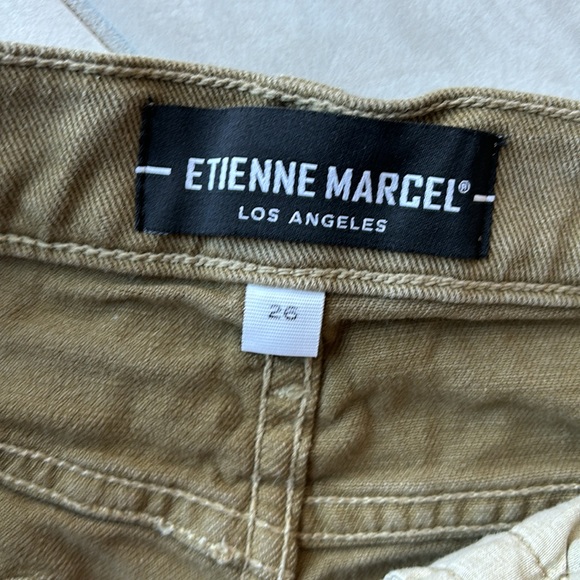 Etienne Marcel Distressed Denim Shorts Army Green 26 - Picture 6 of 9